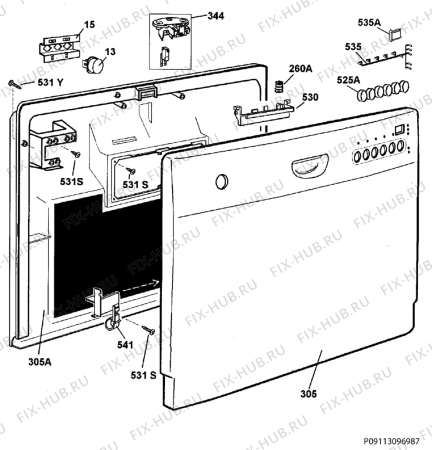 Взрыв-схема посудомоечной машины Electrolux ESF2450S - Схема узла Command panel 037